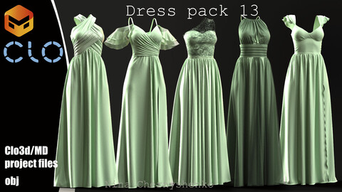 Dress pack 13. Marvelous Designer/Clo3d project + OBJ.