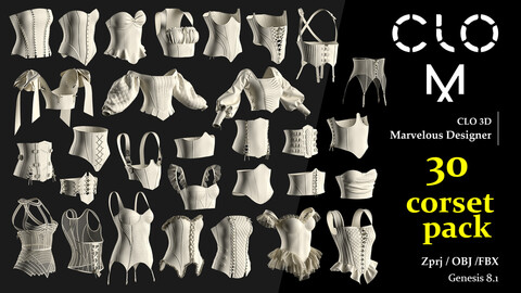 corset pack / Marvelous Designer/Clo3D project file + OBJ, FBX