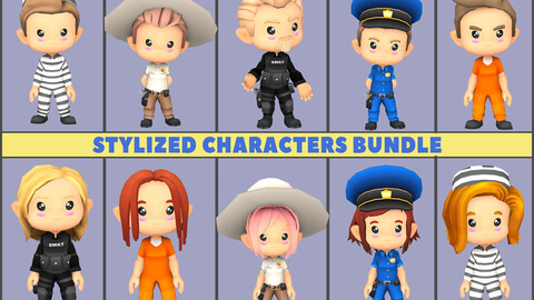 Royalty Police station Stylized Characters Bundle