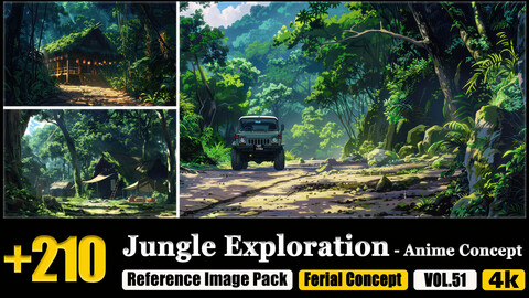 210 Jungle Exploration - Anime Concept Reference Image Pack v.51 |4K|