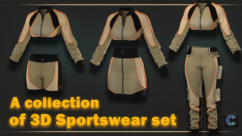 A collection sportwear set (CLO3D , obj+fbx )