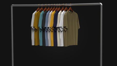 T_Shirt On Steel Hanger 3D Model