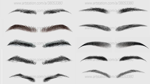 10 Eyebrow Pack 01 eye brows eye hair grooming head anatomy character asset human pack face body eyebrow realtime real time game gameready