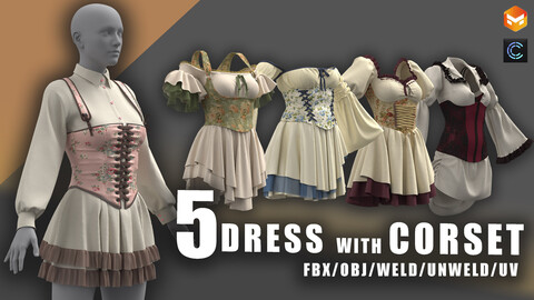 5 dress with corset/clo3d/women's dress/marvelous