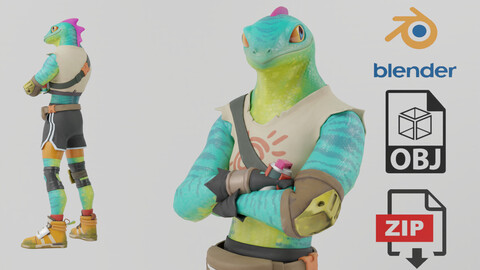 Humanoid Lizzard Lowpoly Rigged