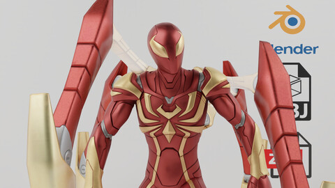 Iron Spider Spiderman Lowpoly Rigged