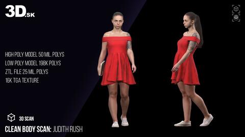 Clean 3D Body Scan | Judith Rush Red Dress Walk