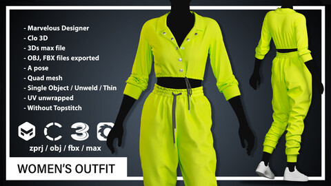 WOMEN'S OUTFIT (CLO3D, MD PROJECTS+OBJ+FBX) (VOL11)