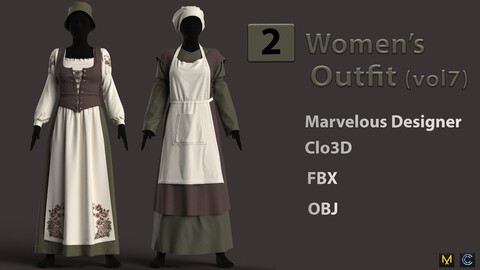 2 Women's Outfit (vol7) + Zprj +Obj + Fbx