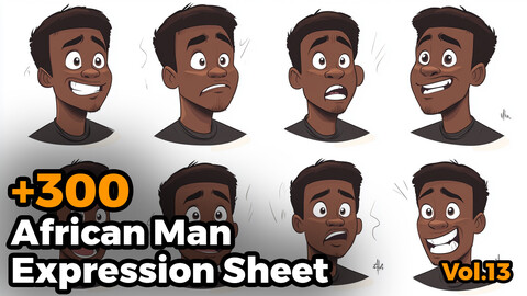 +300 African Male Expression Sheet(4k)