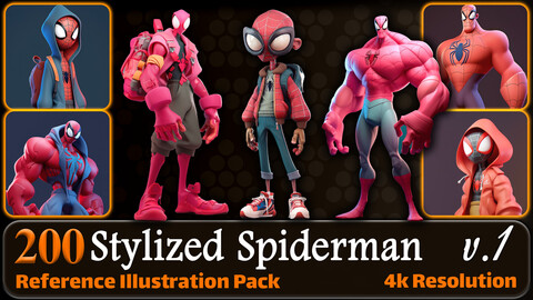 200 Stylized Spiderman Reference Pack | 4K | v.1