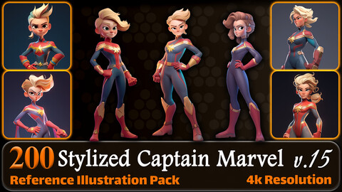 200 Stylized Captain Marvel Reference Pack | 4K | v.15