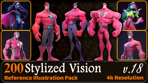 200 Stylized Vision Reference Pack | 4K | v.18