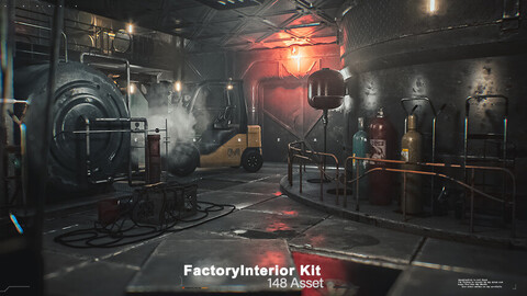 Modular Factory interior kit + Environment (Ue5.4level included)