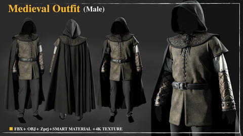 Medieval Outfit 005/ Marvelous Designer / 4k Textures/Smart material