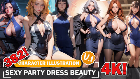 382 Anime Sexy Party Dress Beauty Diverse Outfit Character Design Reference Art V1 4K