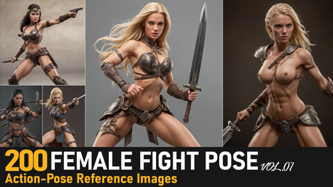 Female Fight Pose |4K Reference Images