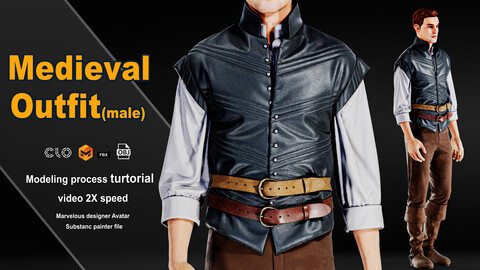 Medieval outfit/ marvelous designer / clo3d / PBR textures / OBJ / FBX