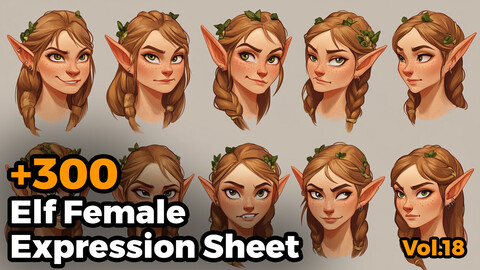 +300 Elf Female Expression Sheet(4k)