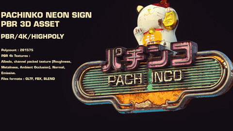 Pachinko Neon Sign PBR 3d asset