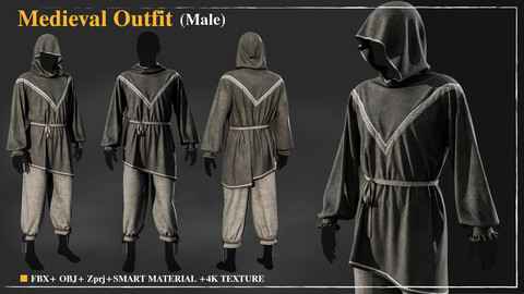 Medieval Outfit 006 / Marvelous Designer / 4k Textures/Smart material