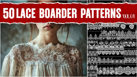 Lace Boarder VOL.01 |4K PNG Seamless Lace Patterns