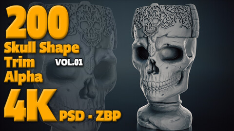 200 Skull Shape Trim Alpha + 4K + PSD + High Quality Vol.01