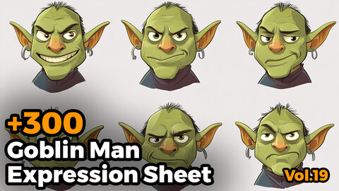 +300 Goblin Male Expression Sheet(4k)