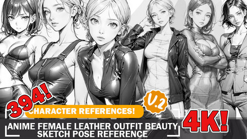 394 Various Anime Leather Outfit Beauties Sketches Pose Characters Reference Intricate Designs and Designs Reference Art V2 4K