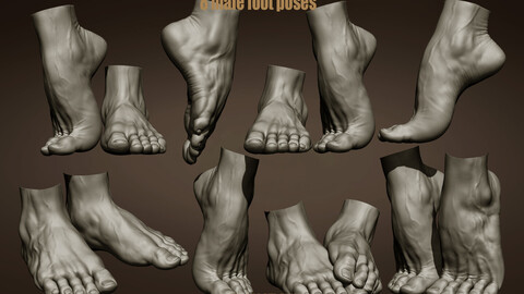 8 male foot poses