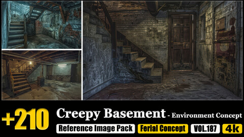 210 Creepy Basement - Environment Concept Reference Image Pack v.187 |4K|