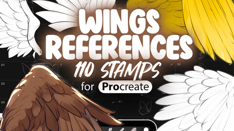 110 Procreate Wings References Stamps | Angel Wings Procreate | Bat Wings Procreate | Fairy Wing Procreate | Feather Wings Procreate