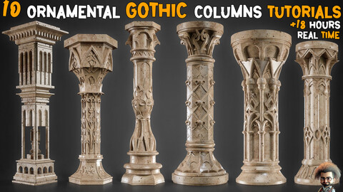 10 Ornamental Gothic Columns Tutorials - Vol 05