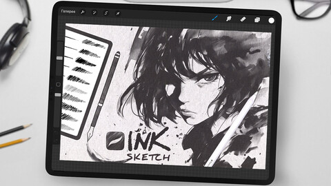 100 Ink Brushes For Procreate, Alcohol Markers, Paper Textures, Line Art, Ink Brush Set For Procreate,