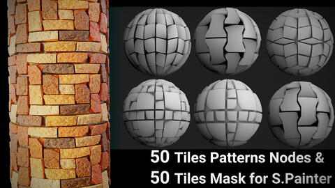 50 Pattern Nodes + 50 Mask (For Substance Designer & Painter)