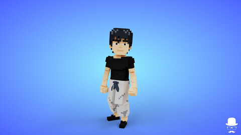 Toji Fushiguro Voxel Character - 3D Anime Game Asset