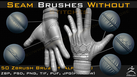 50 Seam Brushes Without Stitches +Alpha (Tileable 4k-16bit) -Vol 08