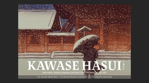 Kawase Hasui Procreate Kit (Procreate Brushes, Color Palettes & Washi Paper Textures)