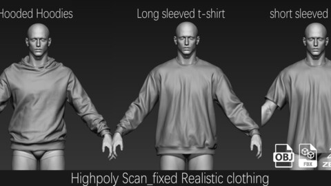 Scan-fixed highpoly zbrushproject hoodie t-shirt sleeved  human male  torso head body foot hand  basemesh anatomy