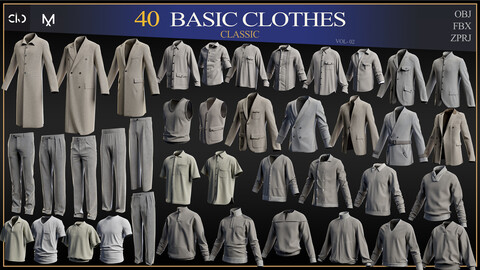 40 Classic Clothes-MEGA PACK-(ZPRJ-FBX-OBJ) vol-03