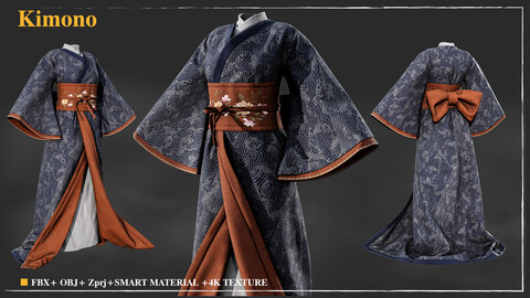 Kimono 004 / Marvelous Designer / 4k Textures / Smart material