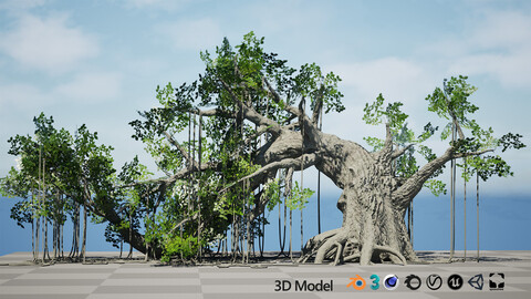 Rigged Jungle Tree 3D Model