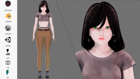 Casual Clothing 0006 - UE5 - Unity - Blender - Animated - Realistic Female Character