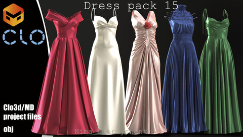 Dress pack 15. Marvelous Designer/Clo3d project + OBJ.