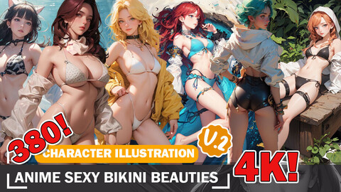 380 Various Sexy Anime Bikini Outfit Beauty Diverse Character Design Outfit Reference Art V2 4K