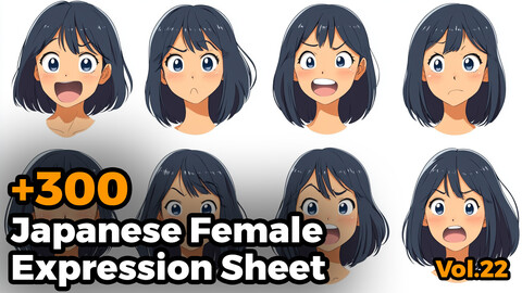 +300 Japanese Female Expression Sheet(4k)