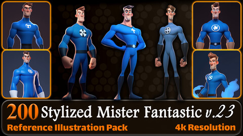 200 Stylized Mister Fantastic Reference Pack | 4K | v.23