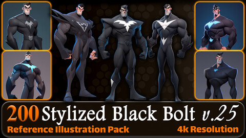 200 Stylized Black Bolt Reference Pack | 4K | v.25