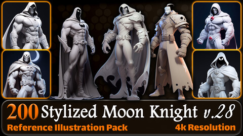 200 Stylized Moon Knight Reference Pack | 4K | v.28