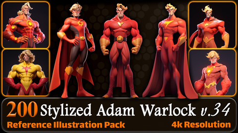 200 Stylized Adam Warlock Reference Pack | 4K | v.34